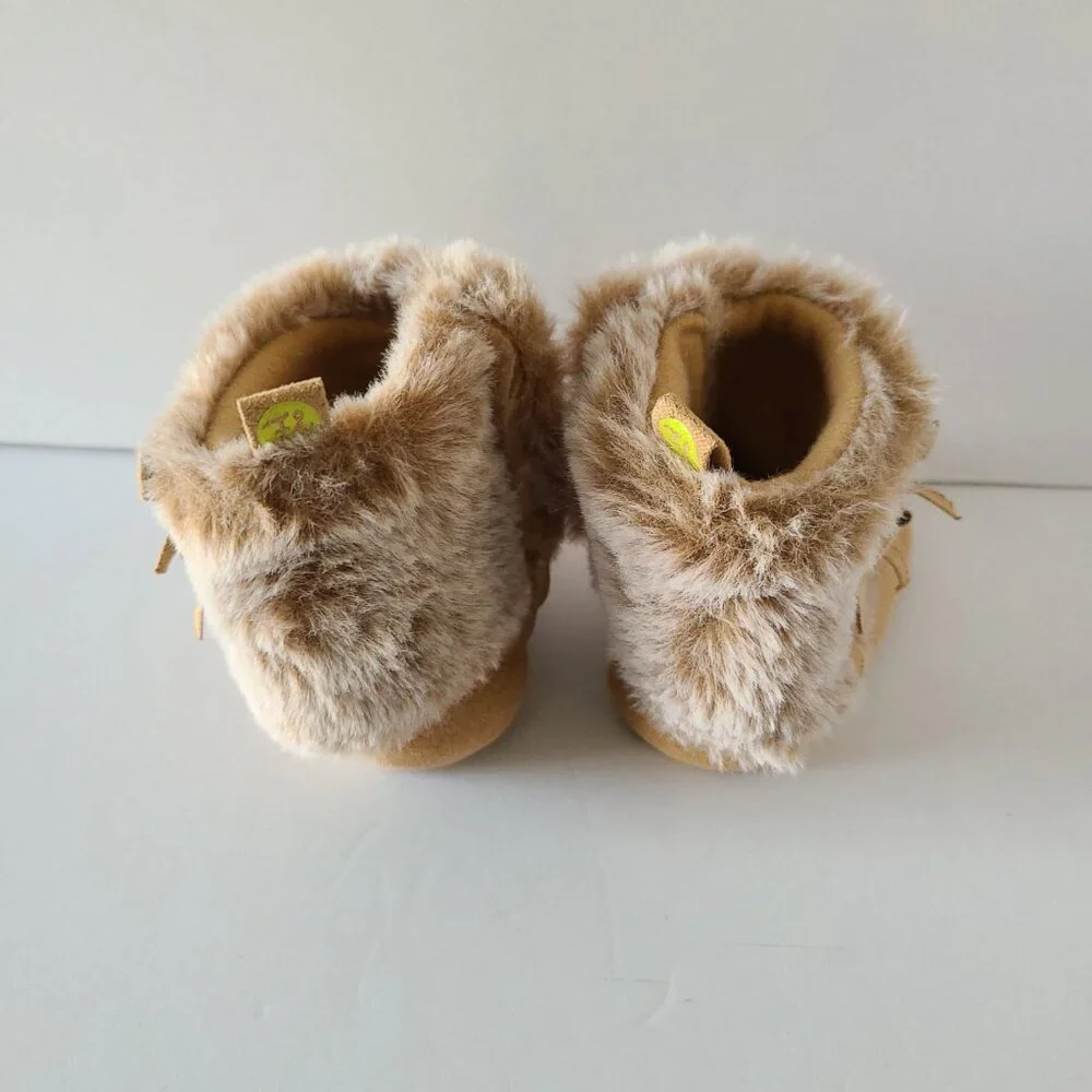 FIRST STEP TAN FAUX FUR BOOT BABY GIRL 3 TO 6 MONTHS